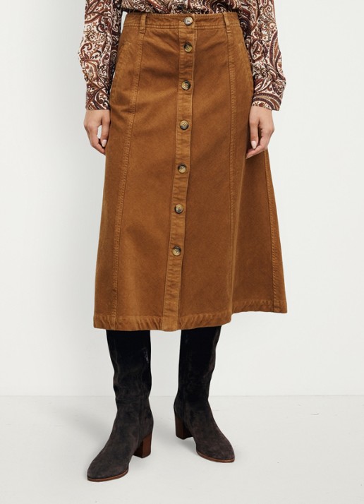 Gerard Darel Tiphaine midi rok van corduroy