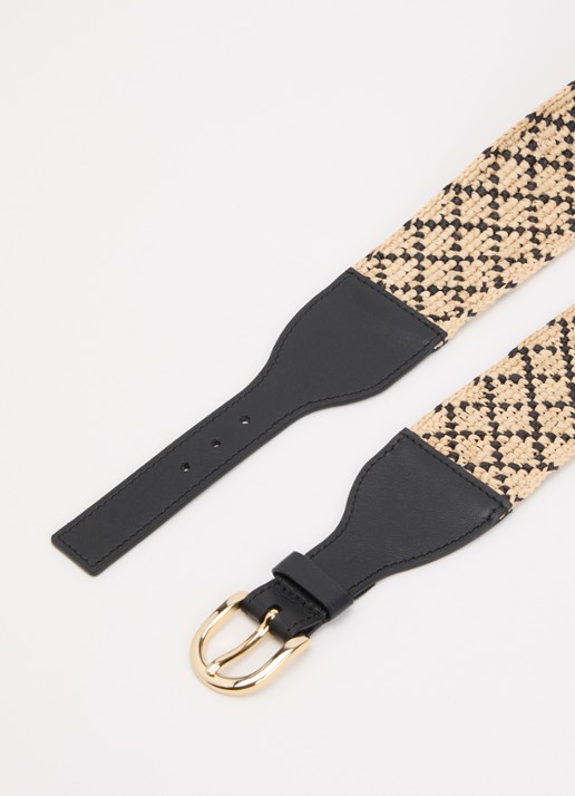 Gerard Darel Tyra tailleriem van raffia - detail 2 zwart