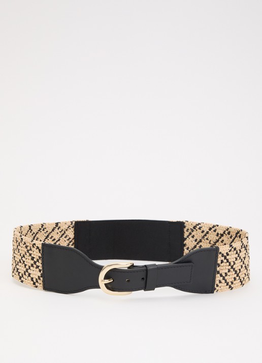 Gerard Darel Tyra tailleriem van raffia - voorkant zwart