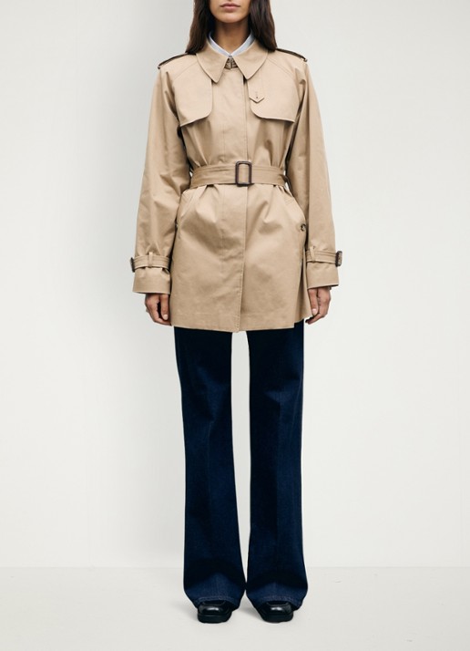 Gerard Darel Vania trenchcoat met ceintuur - voorkant 6 beige