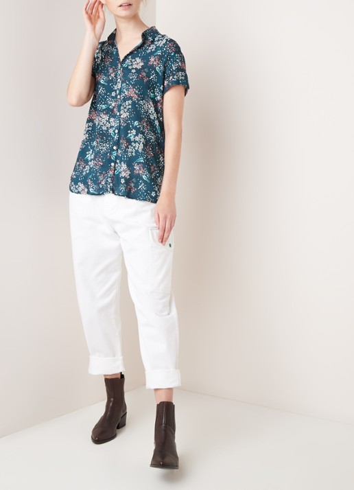 Gerry Weber Blouse met bloemenprint en korte mouw - voorkant 2 groen