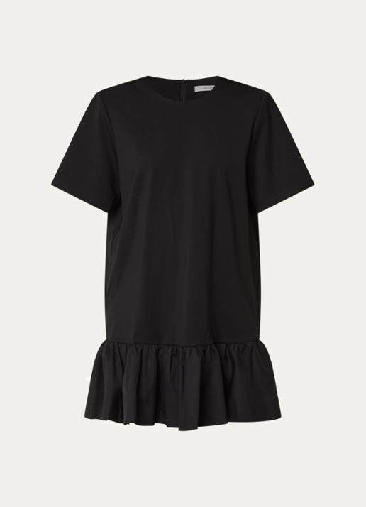 Gestuz Erin mini jurk met peplum - voorkant zwart