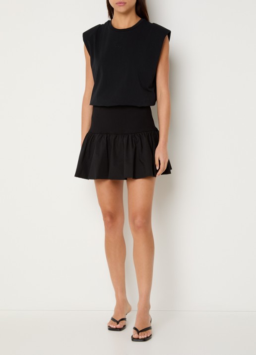 Gestuz Erin mini rok met plooidetail - voorkant 3 zwart