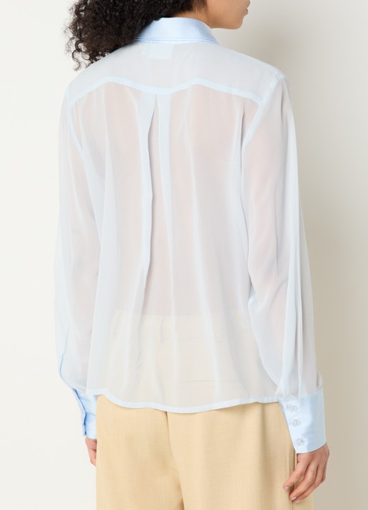 Gestuz GZchif semi-transparante blouse met sjaalkraag - achterkant 4 lichtblauw
