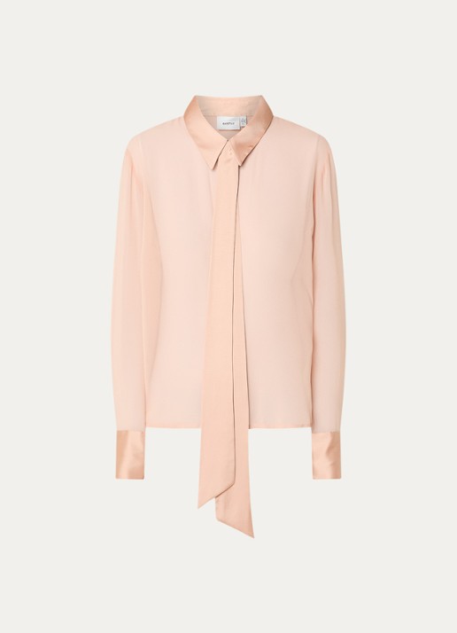 Gestuz GZchif semi-transparante blouse met sjaalkraag - voorkant oudroze