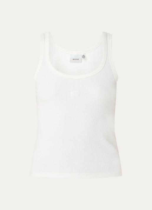Gestuz GZdrew tanktop met logoborduring - voorkant 3 wit