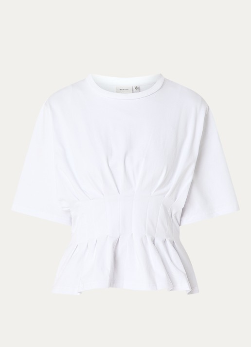 Gestuz GZinez T-shirt met plooidetail - voorkant 3 gebroken wit