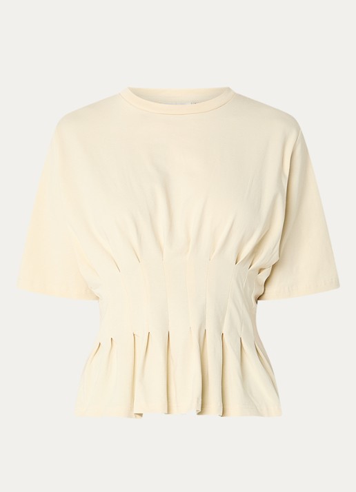 Gestuz GZinez T-shirt met plooidetail - voorkant beige