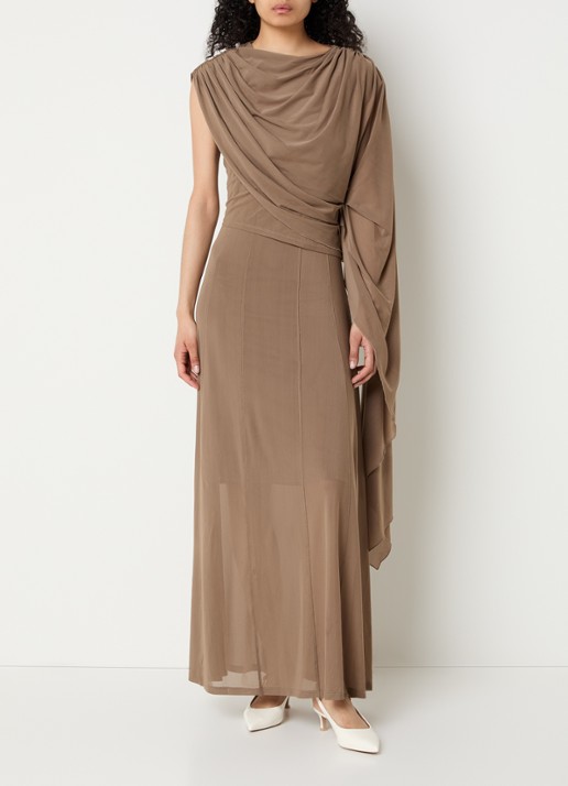 Gestuz GZmaddin 2-in-1 midi jurk van mesh met asymmetrische hals