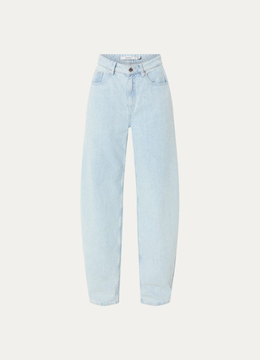 Gestuz GZparwana high waist balloon fit jeans met lichte wassing - voorkant 4 lichtblauw
