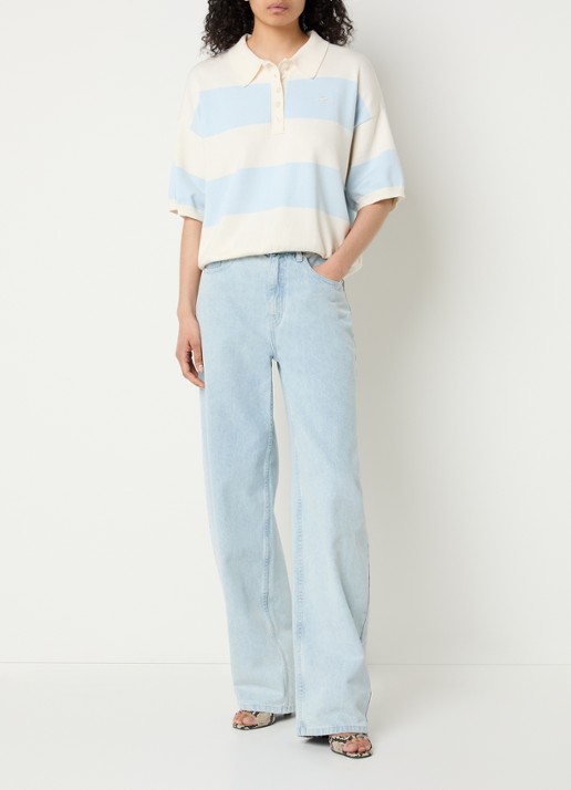 Gestuz GZparwana high waist balloon fit jeans met lichte wassing - voorkant 5 lichtblauw