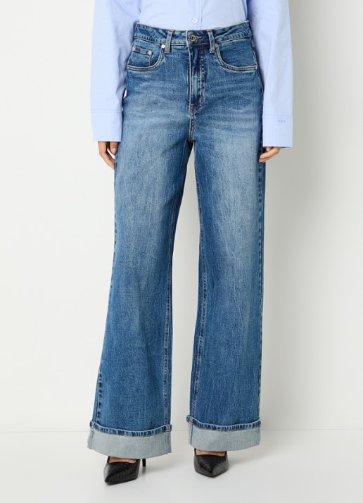 Gestuz GZsara high waist wide leg jeans met steekzakken