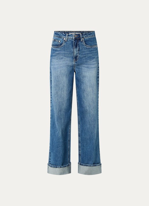 Gestuz GZsara high waist wide leg jeans met steekzakken - voorkant 2 blauw