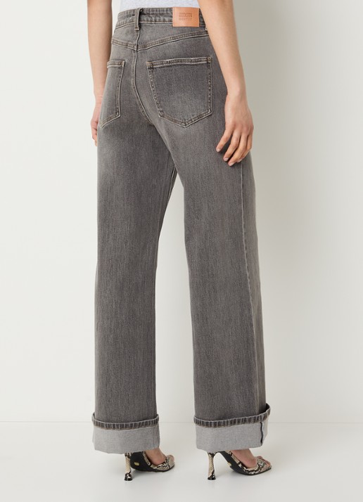 Gestuz GZsara high waist wide leg jeans met steekzakken - achterkant lichtgrijs