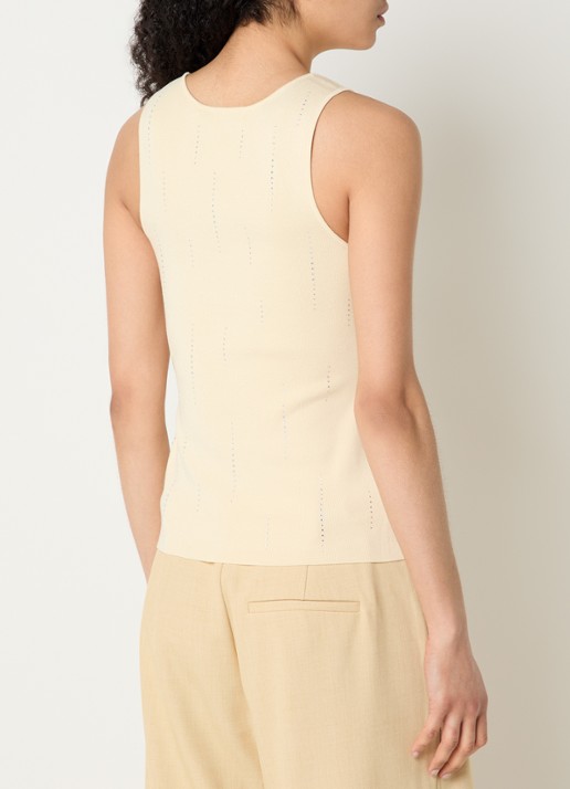 Gestuz GZsaya tanktop met strass - achterkant 2 vanillegeel