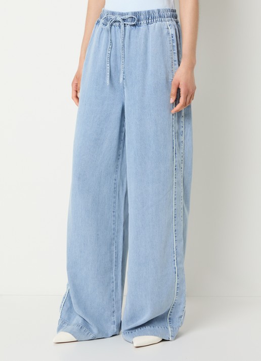 Gestuz GZsea high waist loose fit broek van chambray - detail 2 indigo
