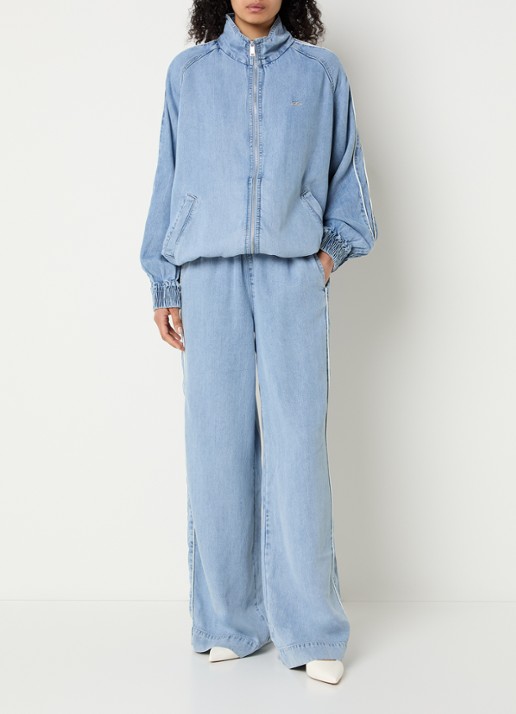 Gestuz GZsea high waist loose fit broek van chambray - voorkant 4 indigo