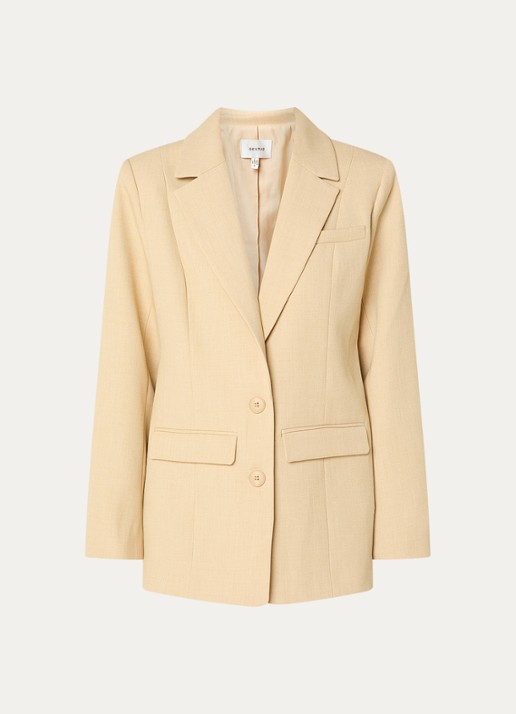 Gestuz GZstacy blazer met schoudervulling en klepzakken - voorkant 3 beige