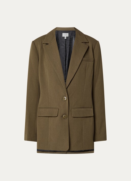 Gestuz GZstacy blazer met schoudervulling en klepzakken - voorkant bronsgroen
