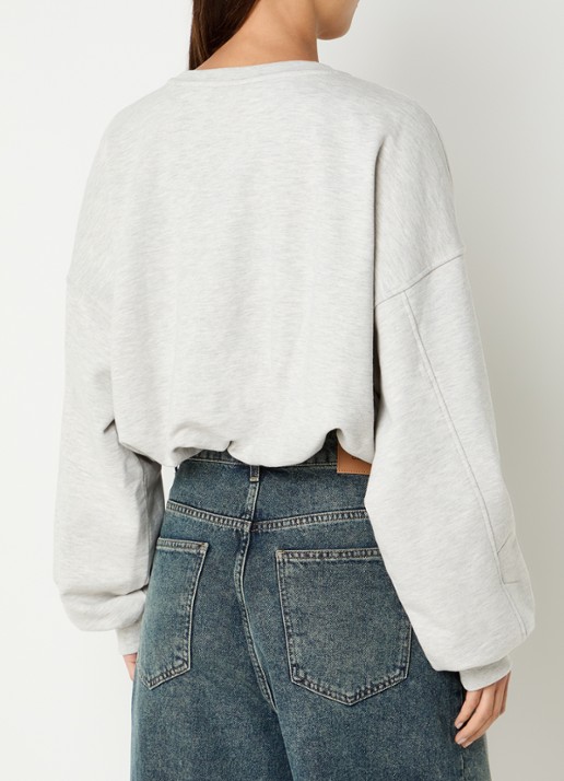 Gestuz Kahla cropped sweater met logoborduring - achterkant 2 grijs