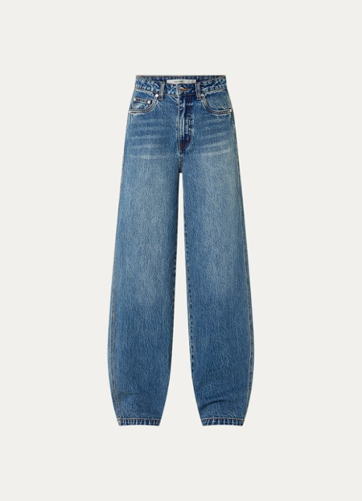 Gestuz Melu high waist wide leg jeans met medium wassing - voorkant 4 indigo
