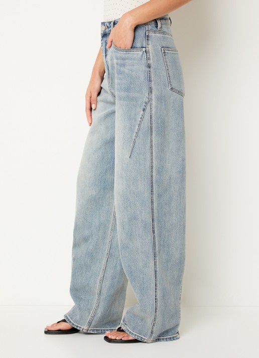 Gestuz Noma high waist loose fit jeans met lichte wassing - detail 4 indigo