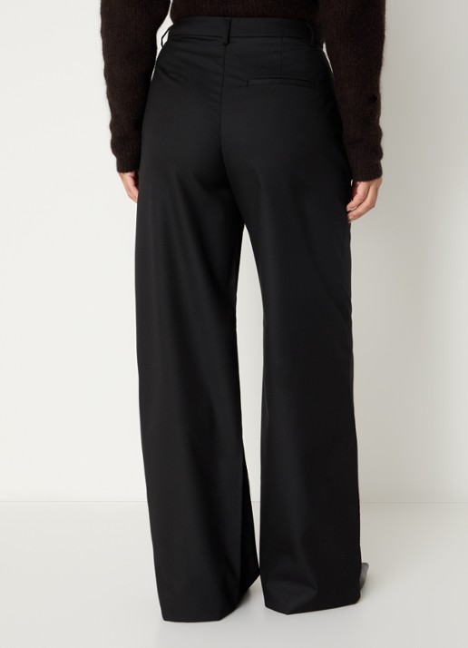 Gestuz Paula high waist loose fit pantalon met steekzakken - achterkant zwart