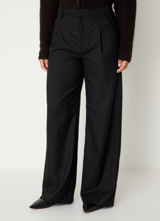 Gestuz Paula high waist loose fit pantalon met steekzakken - detail 4 zwart