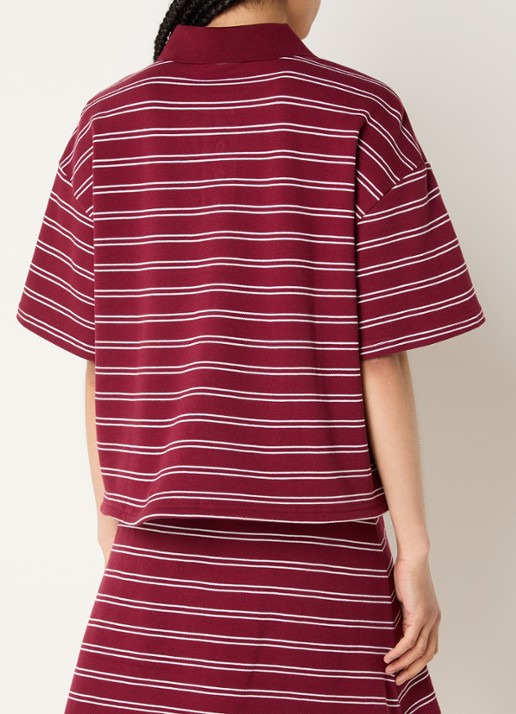 Gestuz Pilova mini rok met streepprint - achterkant middengrijs
