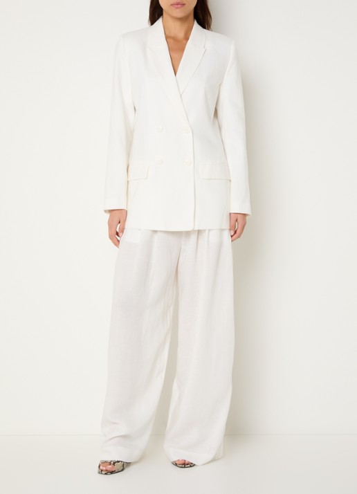 Gestuz Riava blazer in linnenblend met klepzakken - voorkant 2 gebroken wit