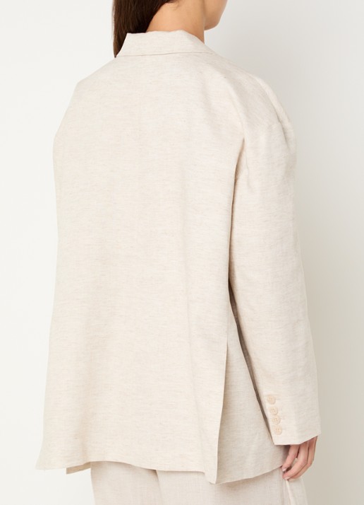 Gestuz Riava blazer in linnenblend met klepzakken - achterkant 4 creme