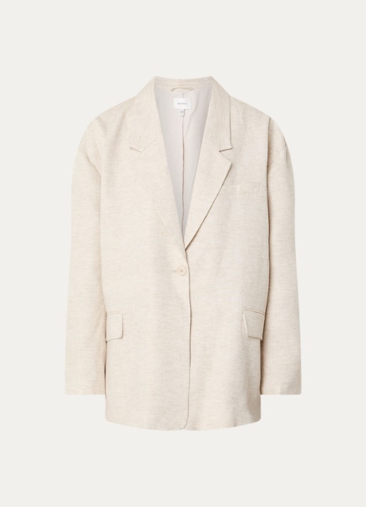 Gestuz Riava blazer in linnenblend met klepzakken - voorkant creme