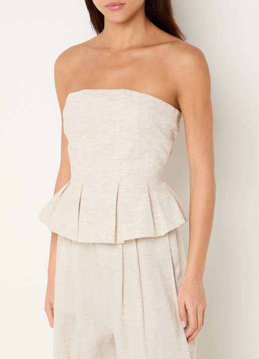 Gestuz Riava off shoulder top in linnenblend met plooien