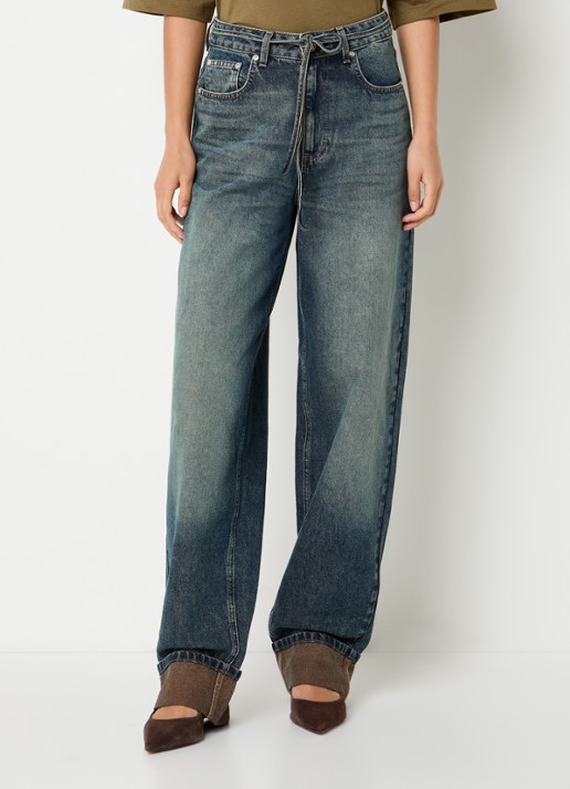 Gestuz Susara high waist wide fit jeans met donkere wassing