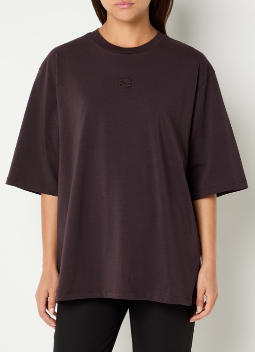Gestuz T-shirt met ronde hals - detail aubergine