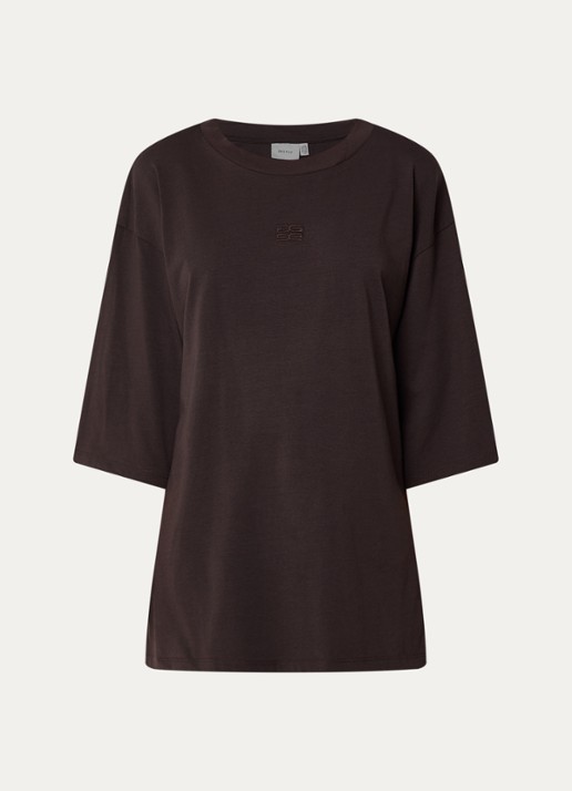 Gestuz T-shirt met ronde hals - voorkant 3 donkerbruin