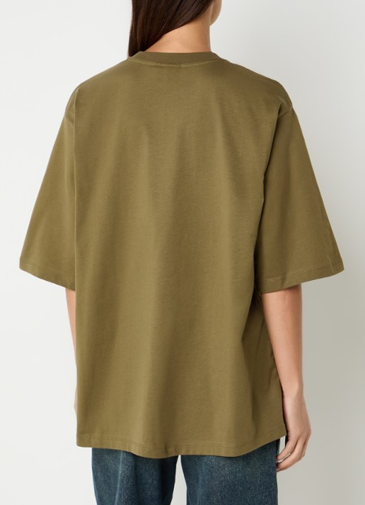 Gestuz Timune T-shirt met logoborduring - achterkant 3 olijfgroen