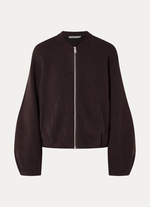Gestuz Victora fijngebreide vest in wolblend - voorkant 3 aubergine