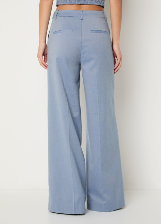 Gestuz Wendi high waist flared fit pantalon met steekzakken - achterkant 4 blauwgrijs