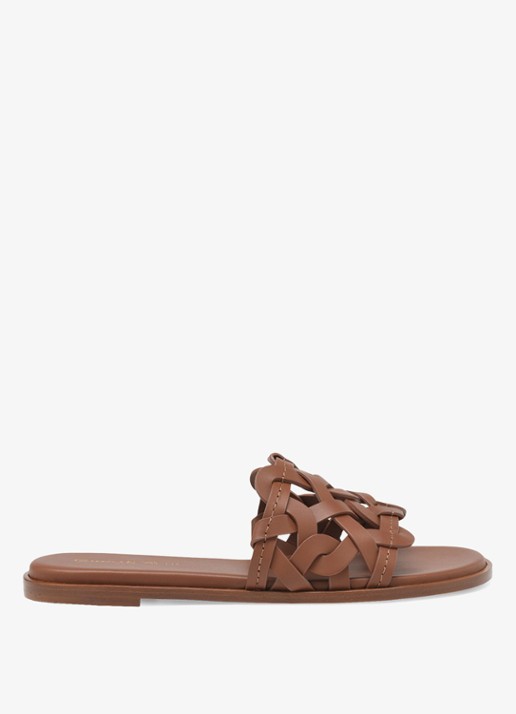 Gianvito Rossi Amalfi slipper van kalfsleer - voorkant bruin