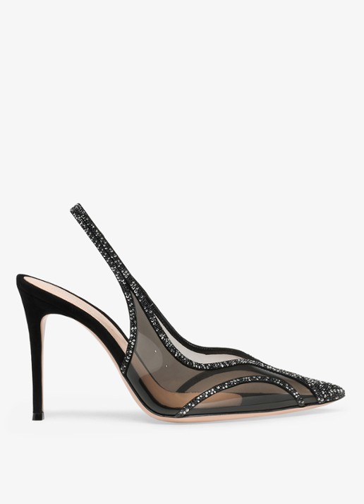 Gianvito Rossi Brenda slingback met suède details en strass