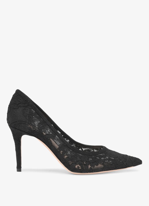 Gianvito Rossi Claudia 85 pump van suède met kant