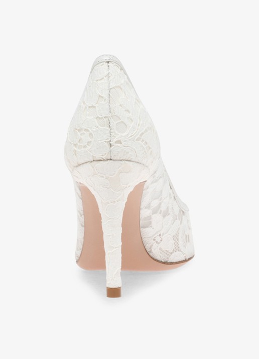 Gianvito Rossi Claudia 85 pump van suède met kant - achterkant 2 wit