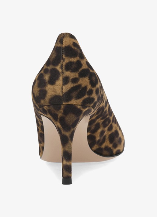 Gianvito Rossi Gianvito 70 pump van suède met panterprint - achterkant bruin