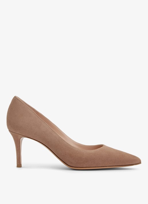 Gianvito Rossi Gianvito 70 pump van suède - voorkant 2 beige