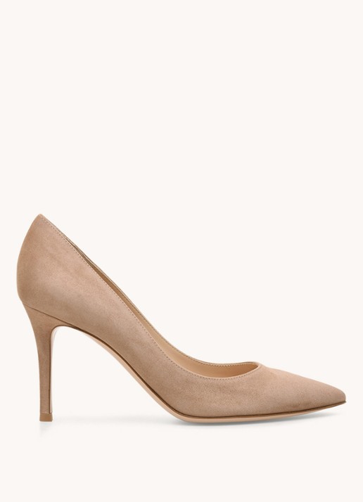 Gianvito Rossi Gianvito 85 pump van suède - voorkant donkerbeige