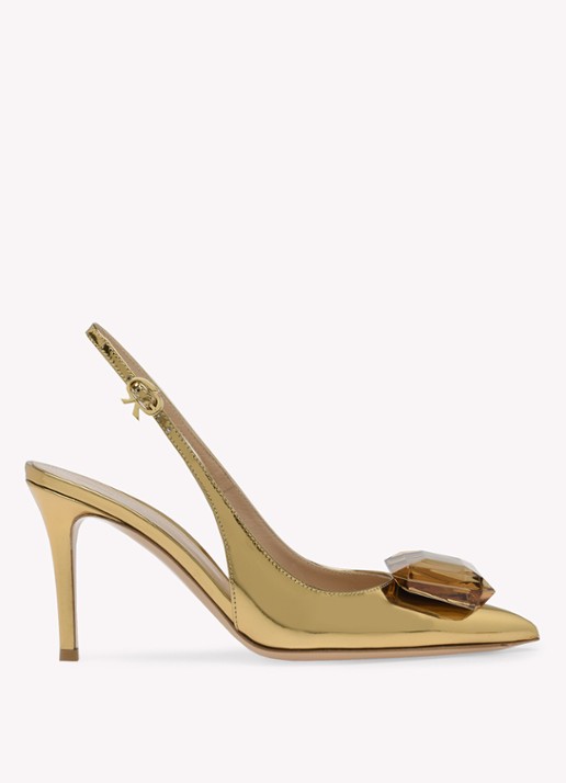 Gianvito Rossi Jaipur slingback van kalfsleer  - voorkant goud