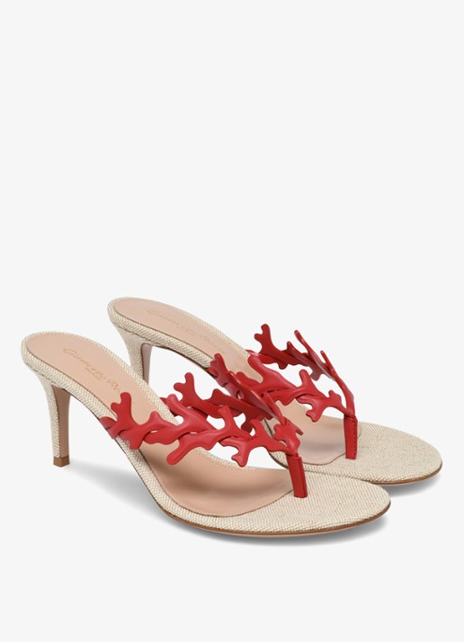 Gianvito Rossi Ocean Thong sandalette van leer - voorkant 2 rood