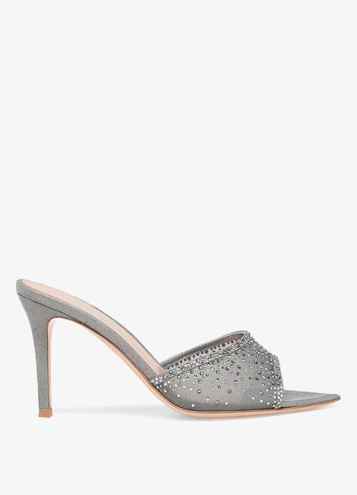 Gianvito Rossi Rania Mule 85 muiltje met suède details en strass