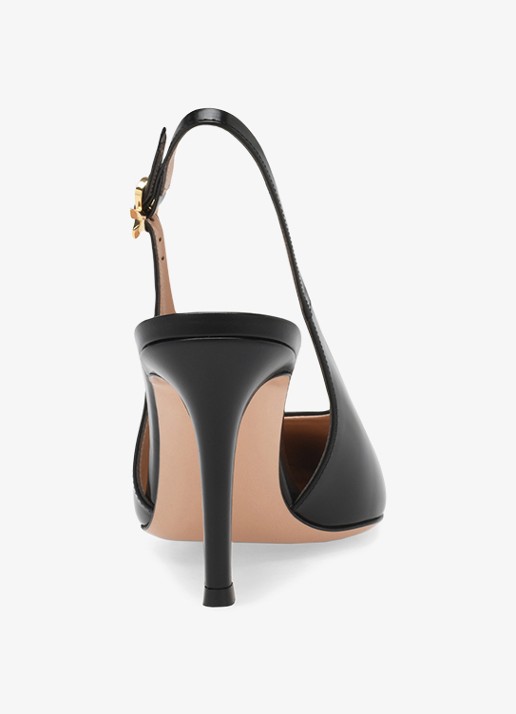 Gianvito Rossi Robbie slingback van kalfsleer - achterkant 4 zwart